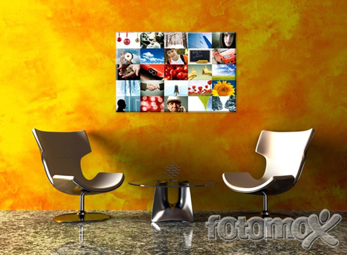 Esempio di come puoi arredare il tuo salotto cpn una foto su tela collage