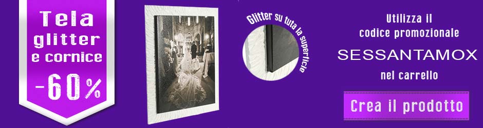 Tela glitterata con cornice in promozione