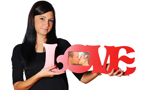 Cornice Love con foto per personalizzare in una cornice rossa il tuo amore