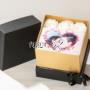 flower box con rose bianche stabilizzate con foto su tela
