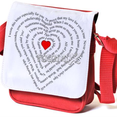 Borsa rossa a tracolla personalizzata con foto o grafiche